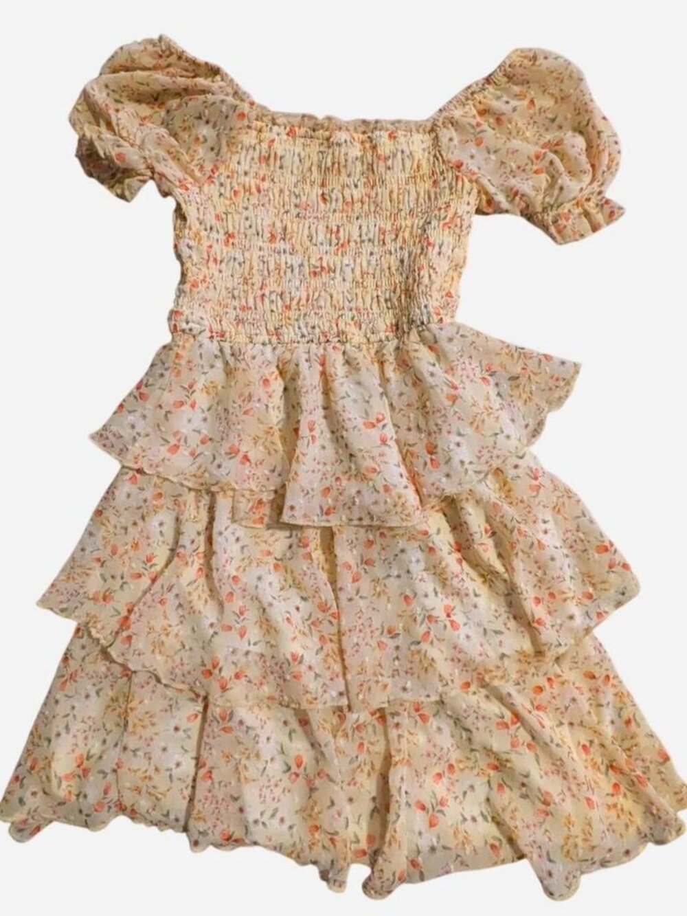 yellow floral dress with ruffles💛